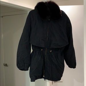 Beautiful soft damselle coat - fox fur trimmed